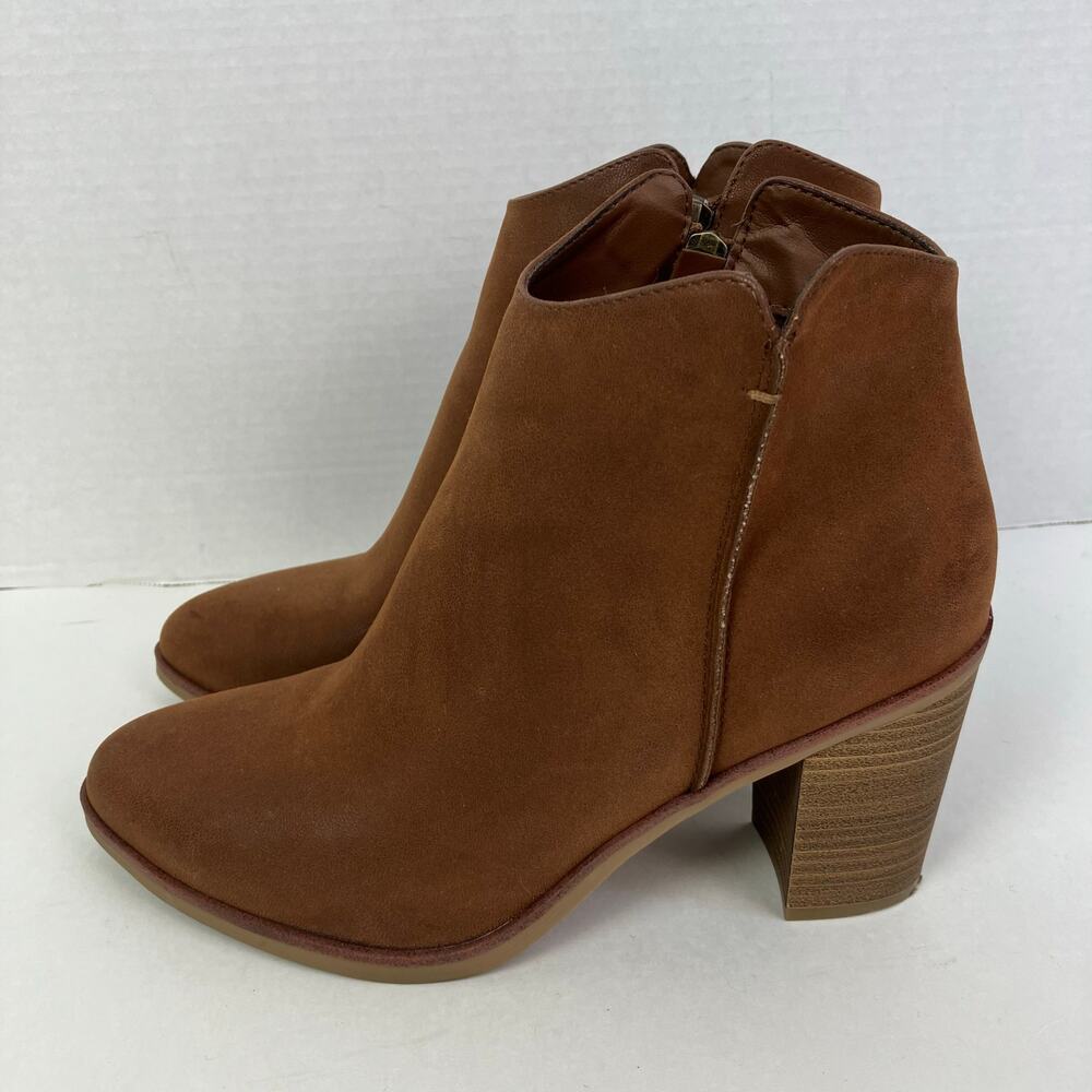 MIA Sz 8.5 Patton Stacked Heel Ankle Booties in Cognac Western